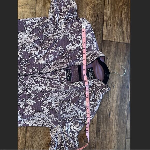 Purple Alex Evenings Floral Glitter Long Sleeve Collared Blazer Coat Large - Picture 15 of 16